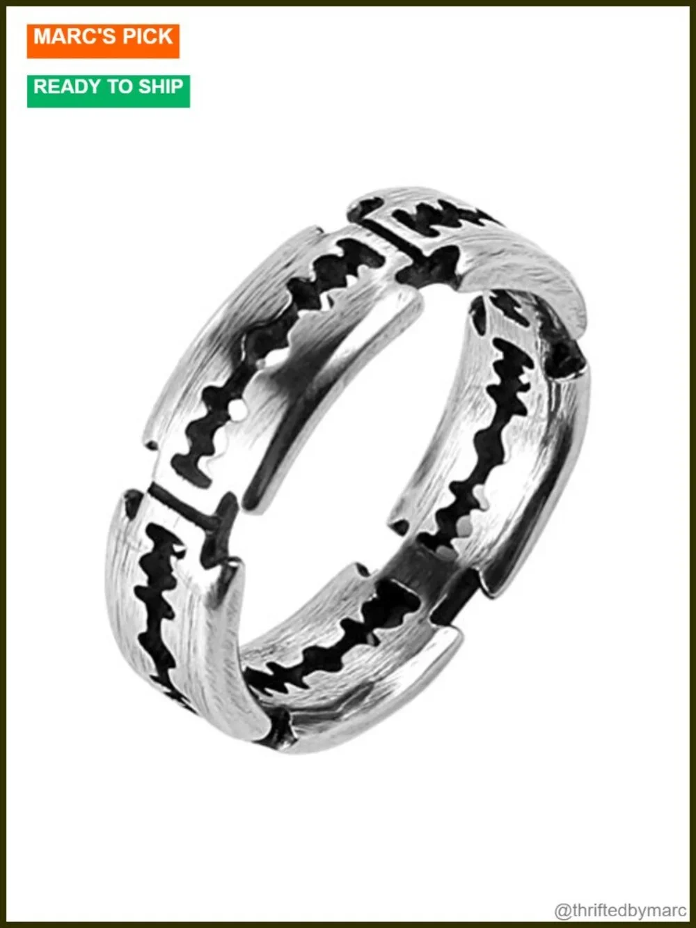 Men's Punk Stainless Steel Gothic Double Edge Blades Ring Band